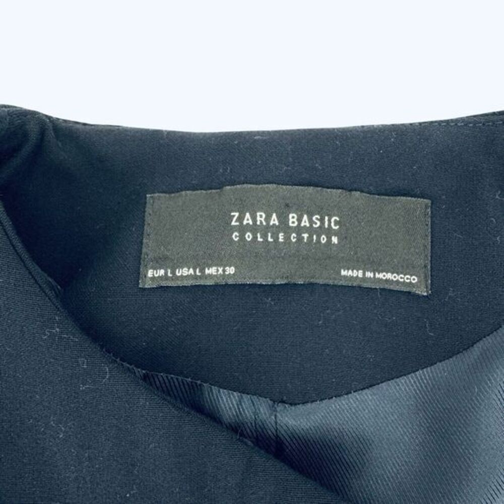Zara Basic Navy Asymmetrical Zipper Front Tailored Jacket‎ Women's Size Large - Picture 3 of 8